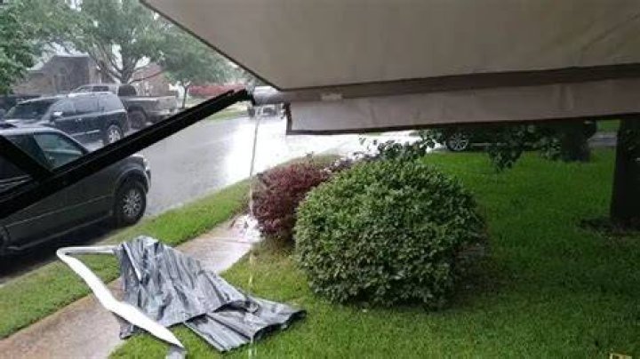 Can you leave RV awning out in rain?